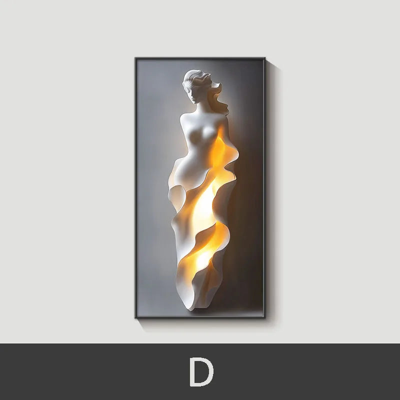 Led Lights Modern Light Luxury Entrance Door Decoration Painting, Simple Abstract Corridor Hanging Painting Wall Lamp Painting