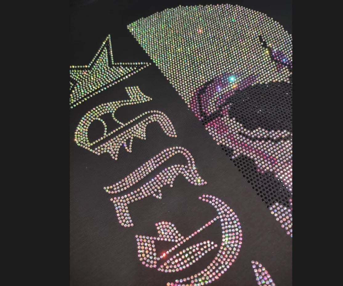 2025 Summer New Luxury Men's Fashion Skull Design Rhinestones T-Shirt Pure Cotton Crew-Neck Casual High Quality