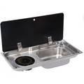 RV Kitchenware Accessories Caravan Wash Sink With Induction Cooker Single Burner Gas Stove With Tempered Glass Lid