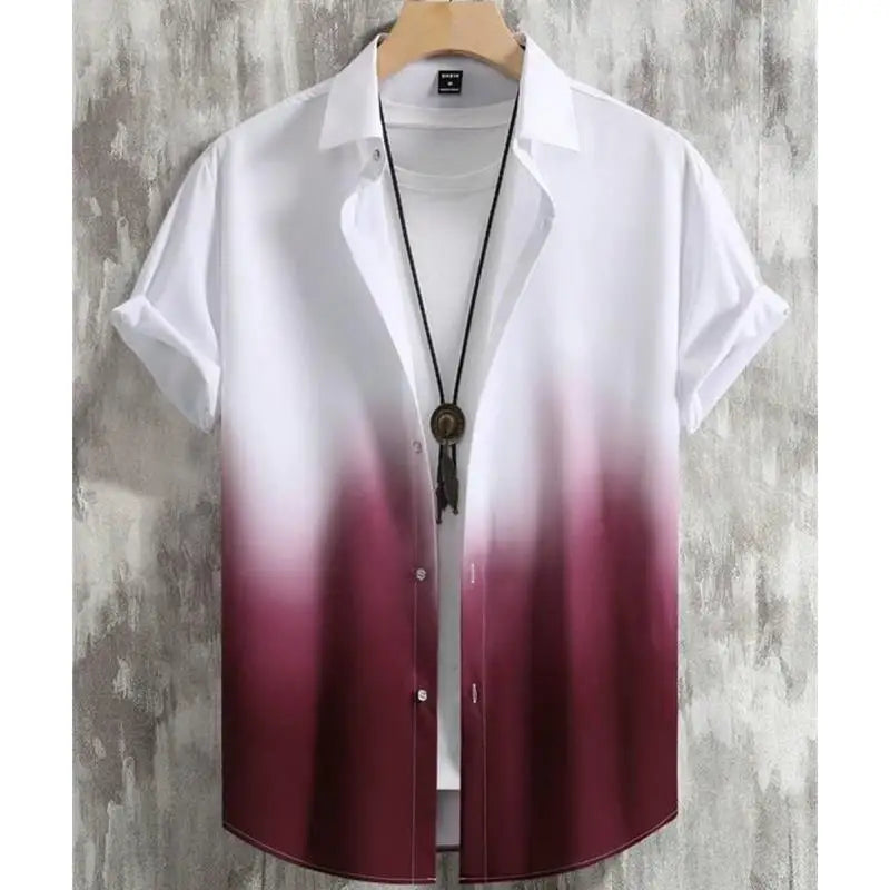 Hawaiian Men'S Shirt 3d Gradient Printing Loose Oversized Shirts And Blouses High-Quality Clothing Beach Party Sweatshirts