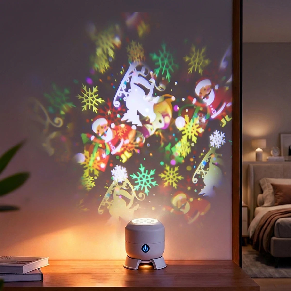 LED Ocean Projector Light USB Powered LED Night Light 360° Rotating Dynamic Atmosphere Lamp for Living Room Bedroom Game Decor