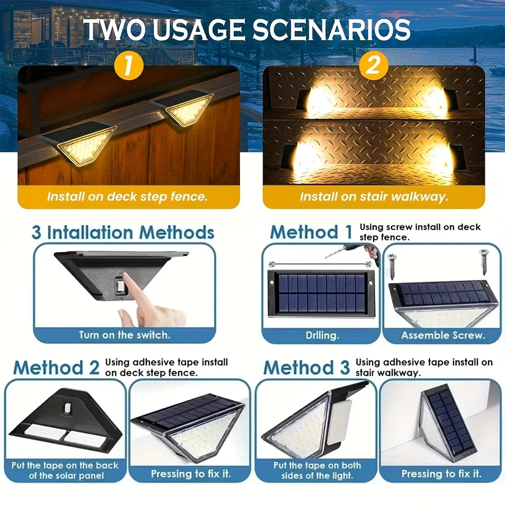 22/24LED Solar Stair Light, IP67 Waterproof Outdoor Step Light, Anti-theft Decorative Lamp for Garden Deck Front Porch Patio