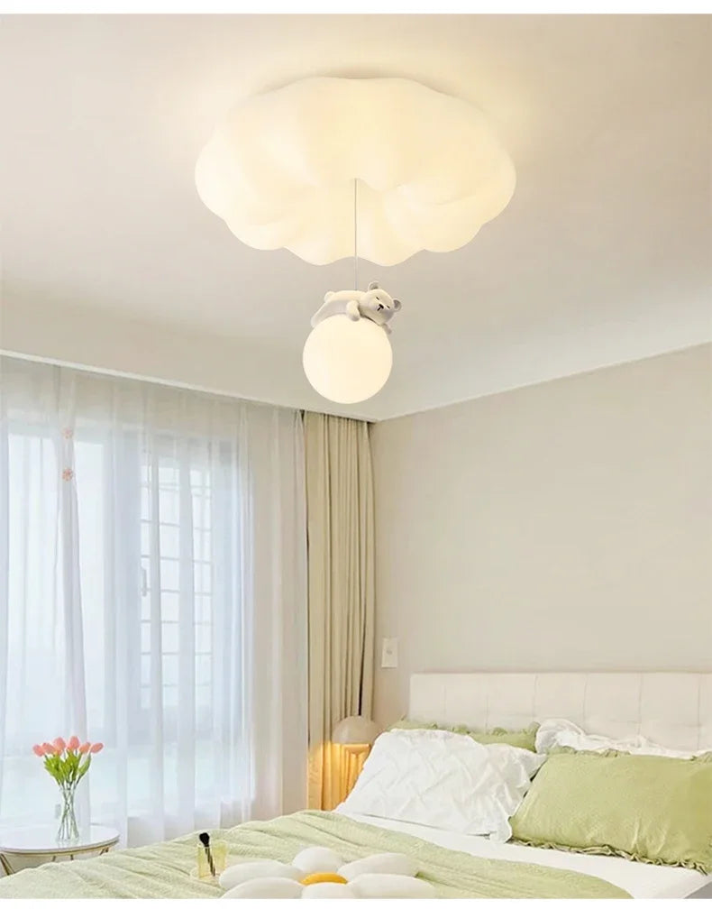 Modern Bear Cream Ceiling Lights Modern Lighting Creative Simple Lamps Living Room Bedroom Lustres Luminaria Decoration Lamparas