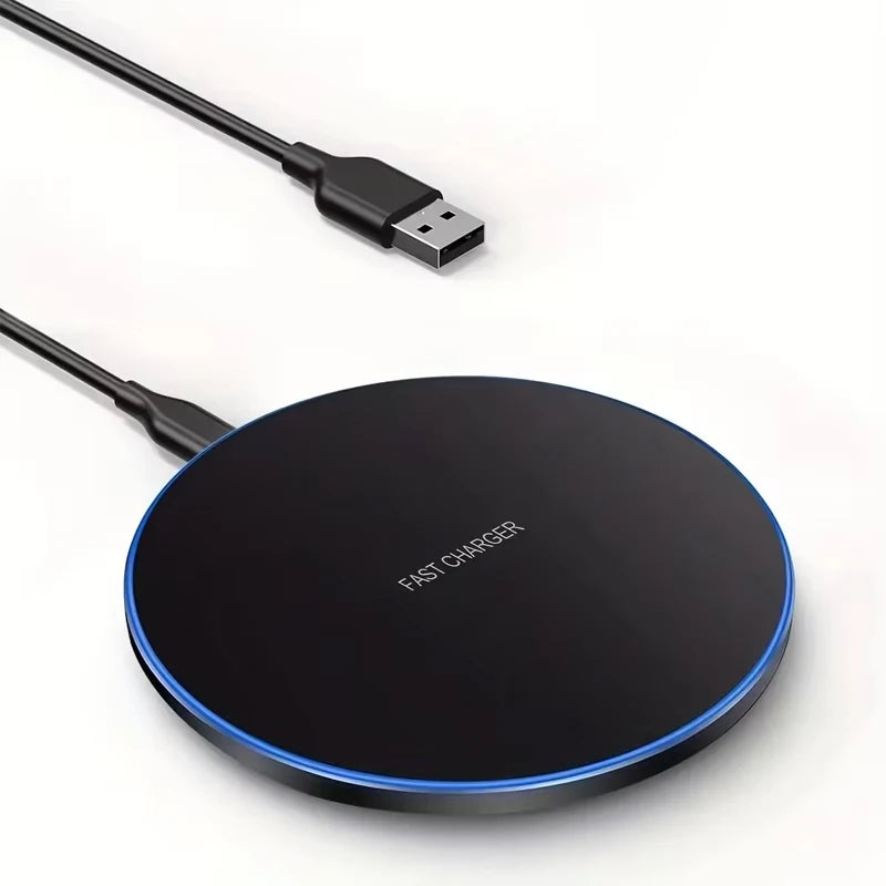 15W Desktop LED Wireless Charger Pad Phone Holder For iPhone 17 16 15 14 13 Pro Max Samsung Xiaomi Induction Fast Charging Stand