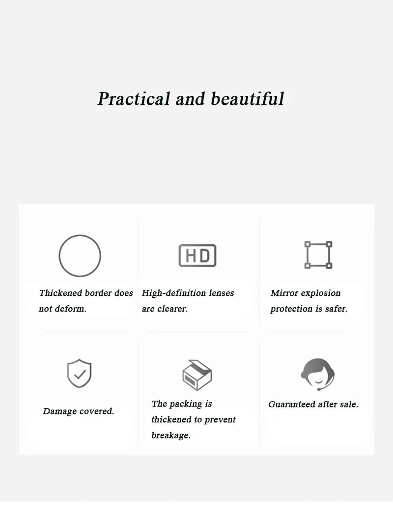 Perforation-free Vanity Mirror Wall-mounted Round Thickened Wooden Border Dressing Mirror Bathroom Mirror Makeup Mirror 전신거울