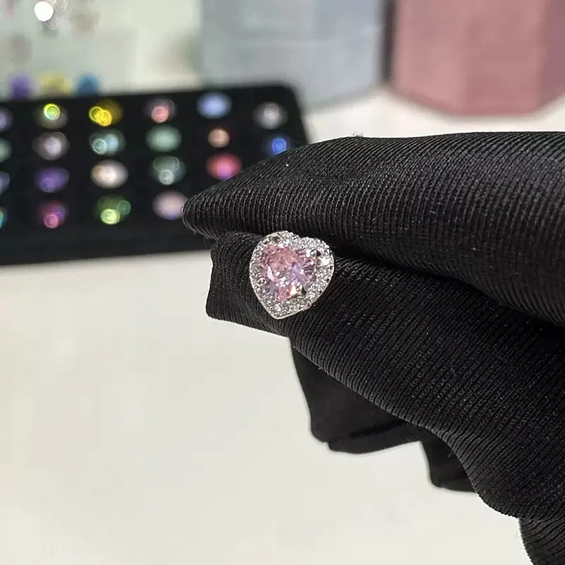 1 PCS New Fashion Cute Pink Zircon Crystal Ear Bone Nail 316L Medical Titanium Steel Earrings for Women Y2K Punk Jewelry