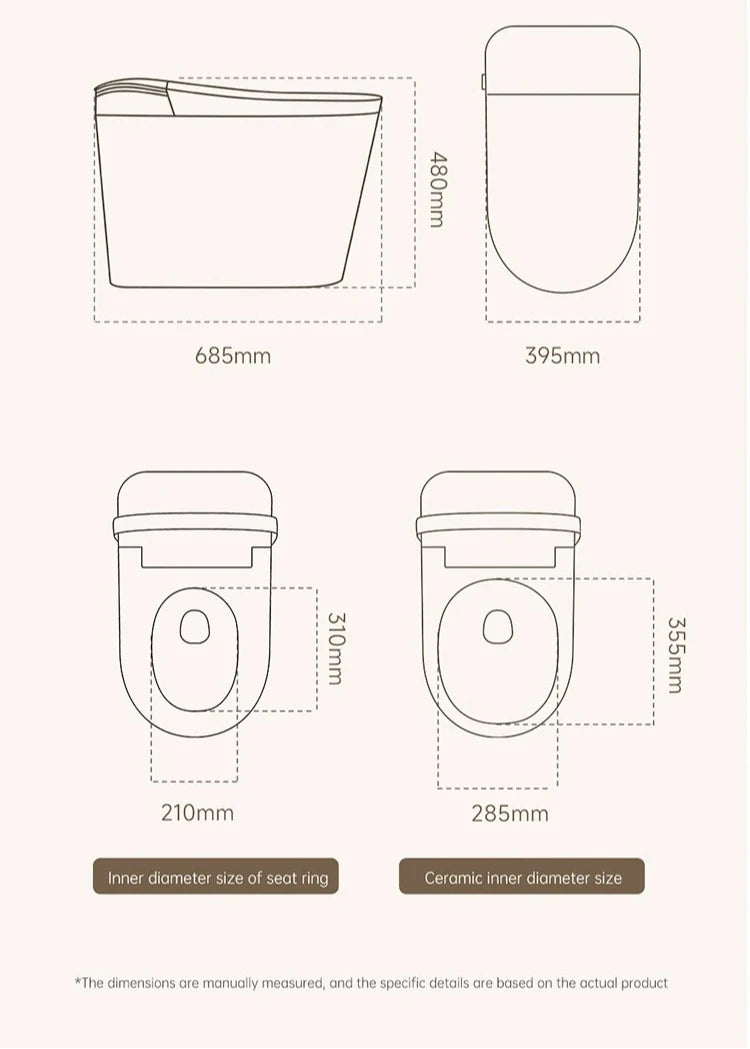 Modern Bathroom Smart Toilet Black Ceramic  Electronic Control Bidet Toilet