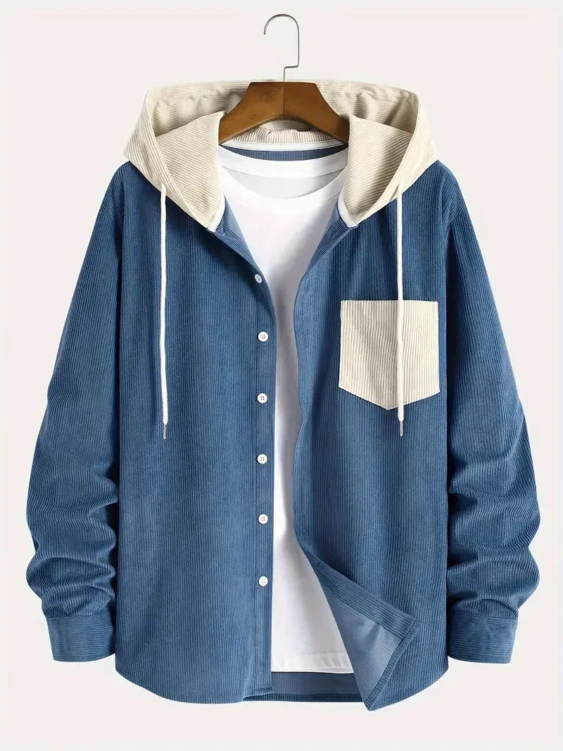 The 2027 New Fashion Trend Spring and Autumn Corduroy Hooded Jacket Is Comfortable and Casual for Daily Commuting for Men