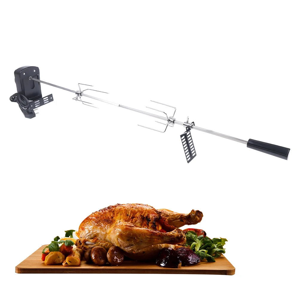 Professional BBQ Electric Skewer 360° Automatic Rotating Skewer Stainless Steel Grill Spit Rotisserie Skewer Camping Roaster Kit