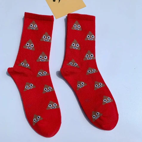 Lovely Street Fashion New Hiphop Cotton Rainbow Socks Harajuku Happy Funny Smile Poop with eyes Shard Dung Birthday Wedding Gift