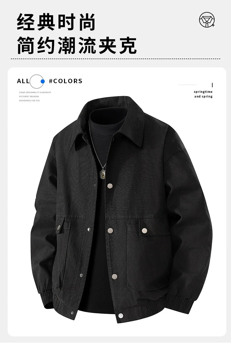 Men Jacket Cotton Coats Autumn Oversize 6XL 7XL 8XL Plus Size Motorcycle Button Camping Street Casual Busines Workwear Softshell