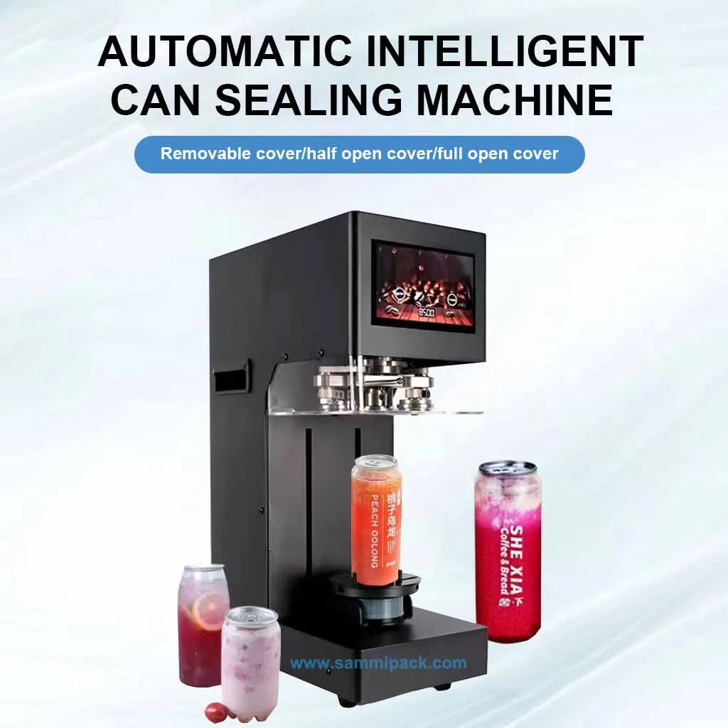 New Arrival Full Automatic Lifting PET Can Sealing Machine Bubble Tea Coffee Juice Cup Aluminum Can Seamer With Touch Panel