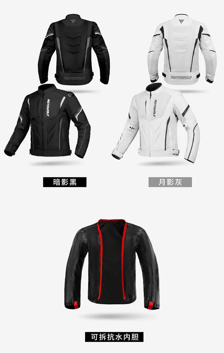 MOTOWOLF Men Motorcycle Riding Jacket Removable Waterproof Thermal Liner Windproof Anti‑Fall Motorbike Touring Racing Coat