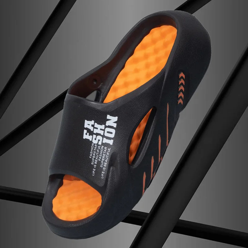 Unisex EVA Four Seasons Slides Massage Grid Insole Solid Soft Quiet Sole Non Slip Quick Dry Bathroom Household Casual Footwear
