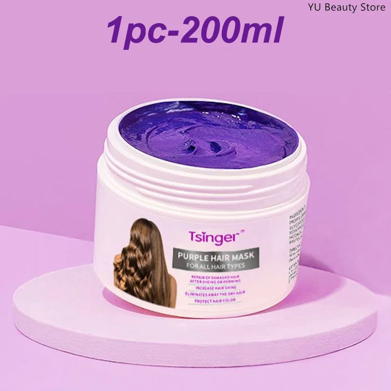 Purple Repair Hair Mask Keratin Deep Nourishing Dry Frizzy Damaged Treatment Collagen Magical 5 Second Soft Shiny Care 200ml