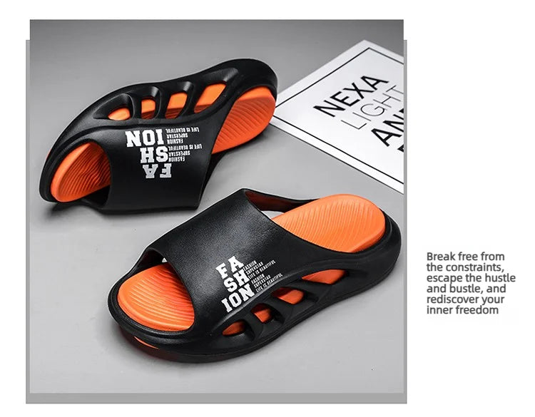 2026 EVA Soft Sole Male Slides New Summer Men's Slippers Breathable Hollow Beach Sandals Light Comfortable Indoor Flip Flop