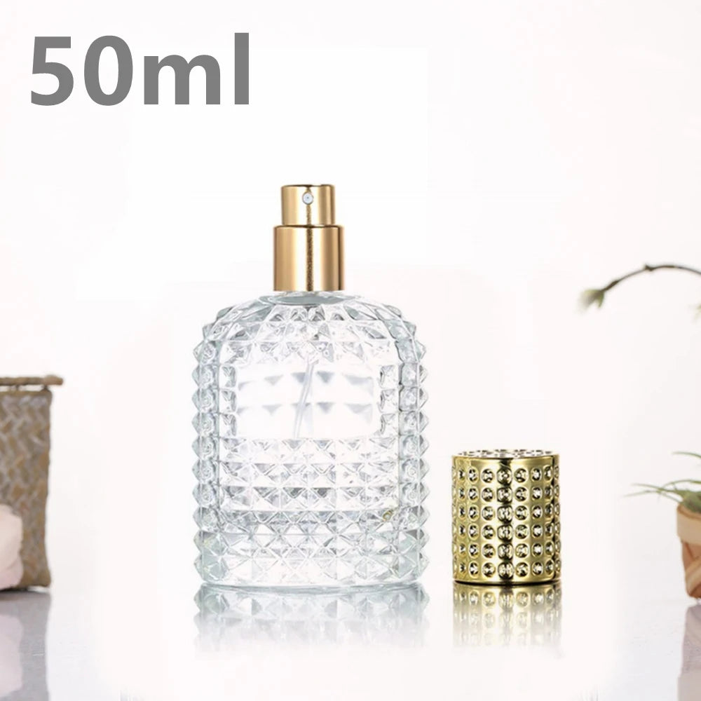 1pcs 30ml 50ml Luxury Crystal Glass Perfume Bottle Vintage Empty Portable Travel Refillable Rechargeable Spray Atomizer Women
