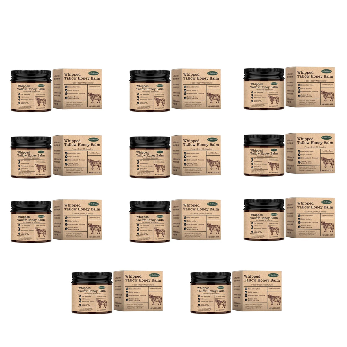 WoodSleep Beef Tallow Paste Deeply Moisturizer Brightening Wrinkle Remover Grass Fed Tallow Wild Honey Face Body Cream Skin Car