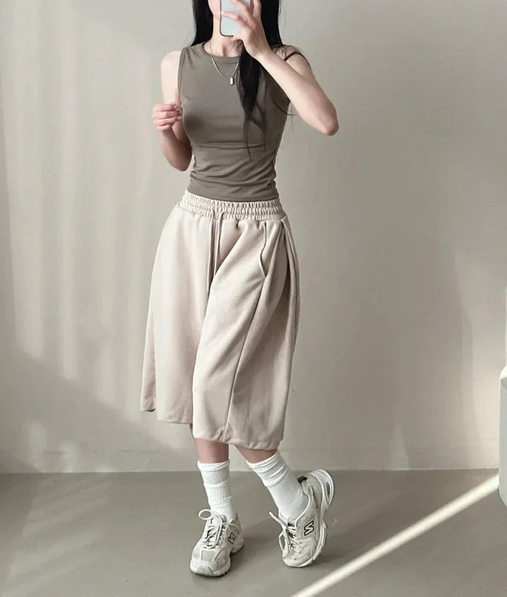Summer Drawstring Wide Leg Shorts Women Fitness Running Loose Casual Large Sports Shorts Sweat Short High Elastic Lace Up Pants
