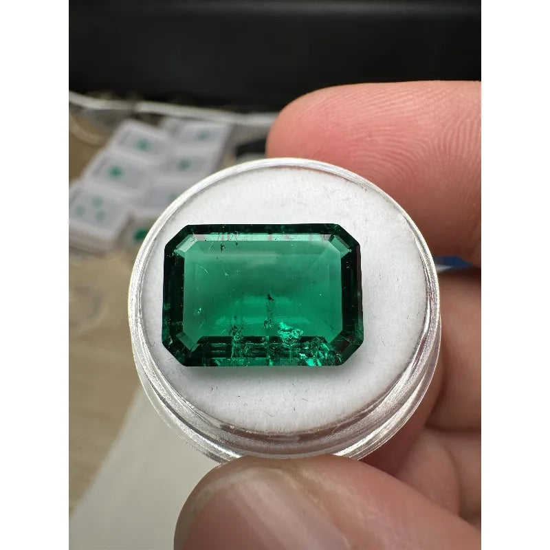 Top Lab Grown Zambia Emeralds Hydrothermal Emerald Hand Cut with Cracks Inclusions Inside Selectable  Certificate