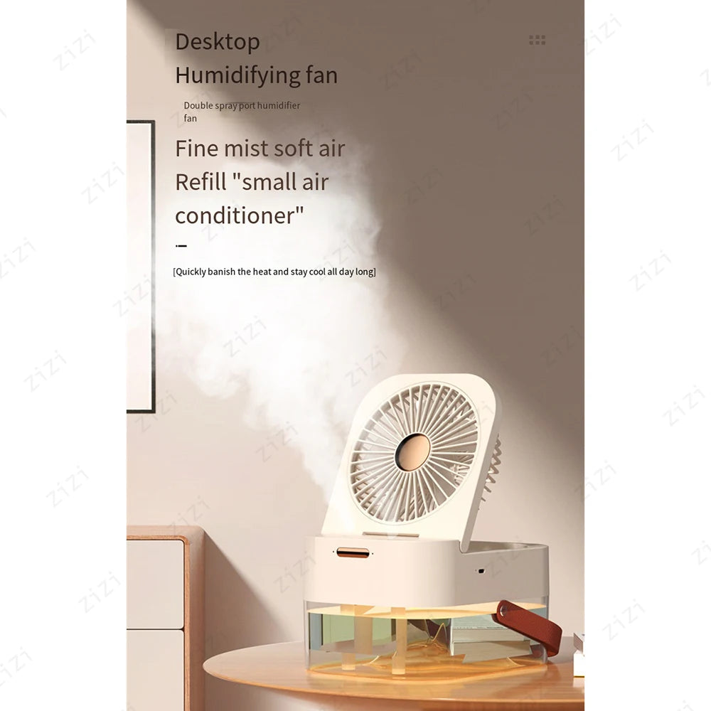 Double Port Spray High-capacity Electric Fan Humidifier USB Portable Portable Remote Control Humidifier with Atmosphere Light