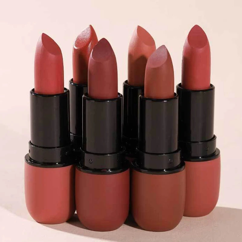 6-Color Matte Velvet Lipstick Waterproof Long-Lasting Non-stick Cup Smooth Solid Lip Gloss Sexy Lip Stain Makeup for Women