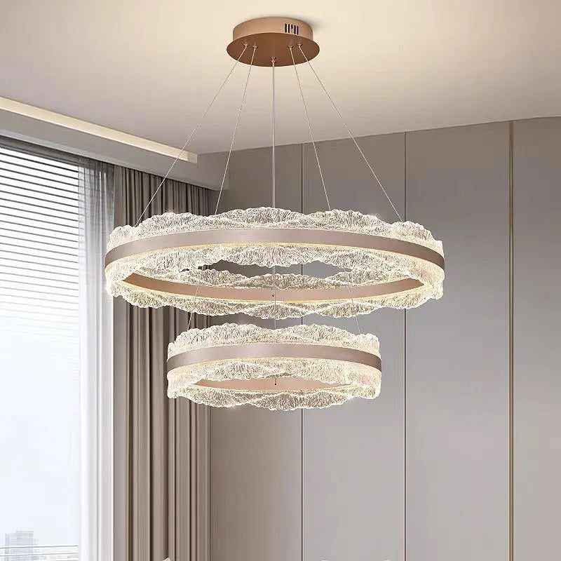 LED Luxury Pendant Light Living Dining Room Bedroom Modern Upscale Acrylic Texture Suspension Lamp Home Decoration