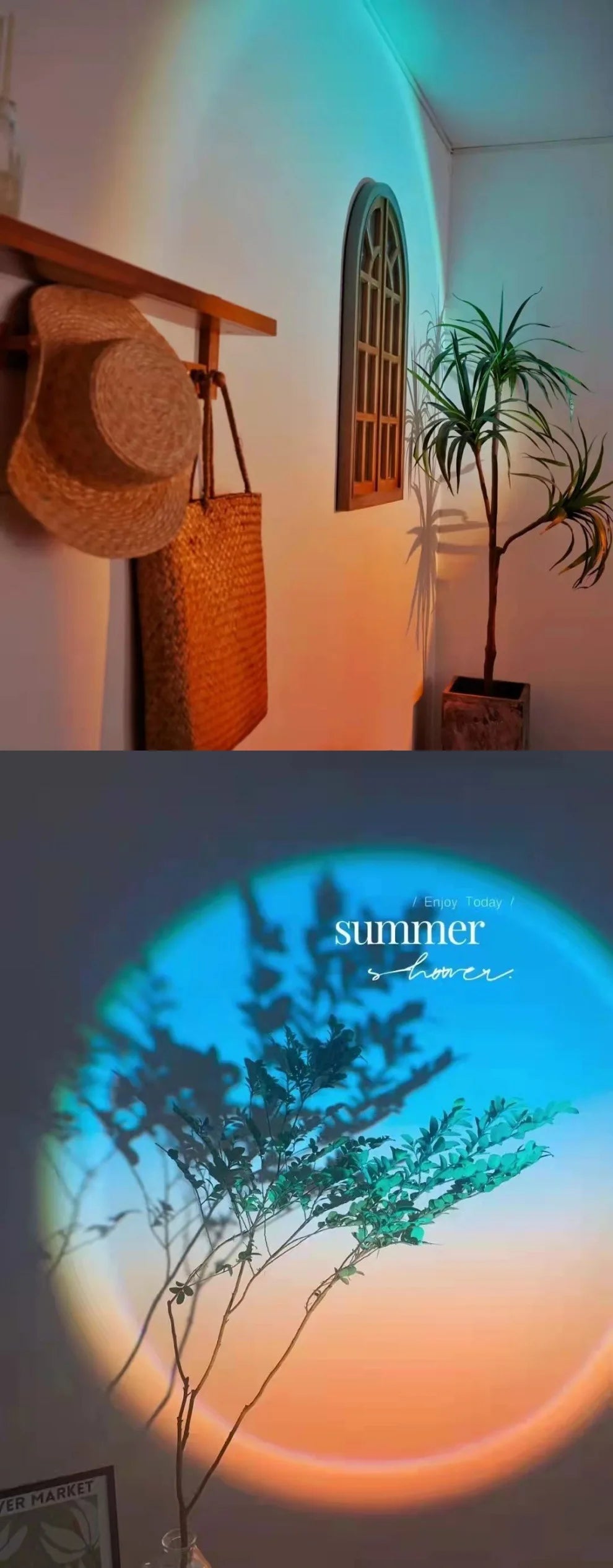 USB Tuya WIFI Sunset Lamp Rainbow Projector Night Light Smart Projection Led Desk Atmosphere Lamp Room Decor APP Voice for Alexa