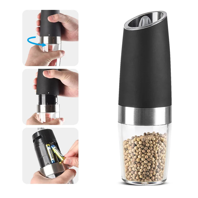 Electric Pepper Grinder Stainless Steel Automatic Gravity Shaker Salt Pepper Grinder Spice Mills Grinding Tools Kitchen Gadgets