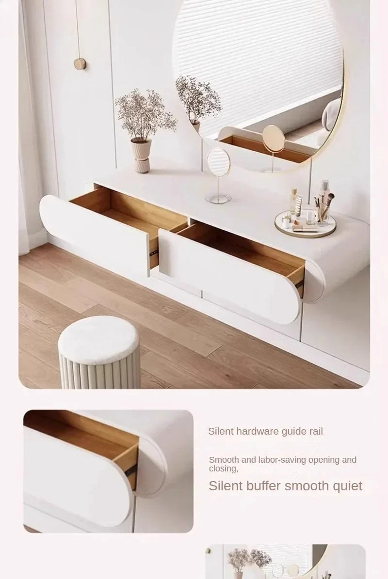 Cream suspended dressing table modern minimalist bedroom dressing table wall mounted dressing table mirror combination u q