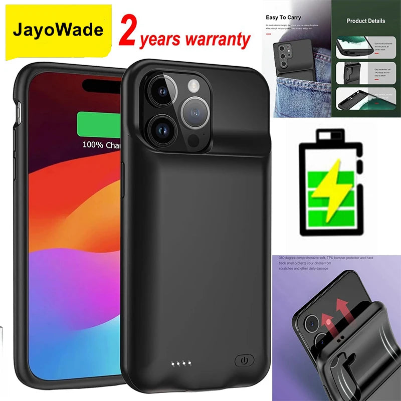 10000mAh New Excellent for IPhone 13 Mini 16 Pro Max 15 Plus 14 13 12 Mini 11 6 6S 7 8 Battery Charger Case Charging Cover Power