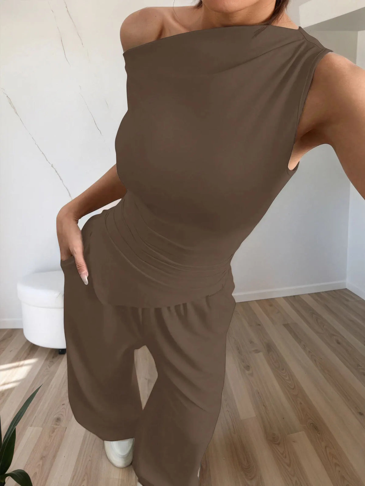 Summer Women Solid Sleeveless Vest Long Pants Fashion Set Sexy Casual Two Piece