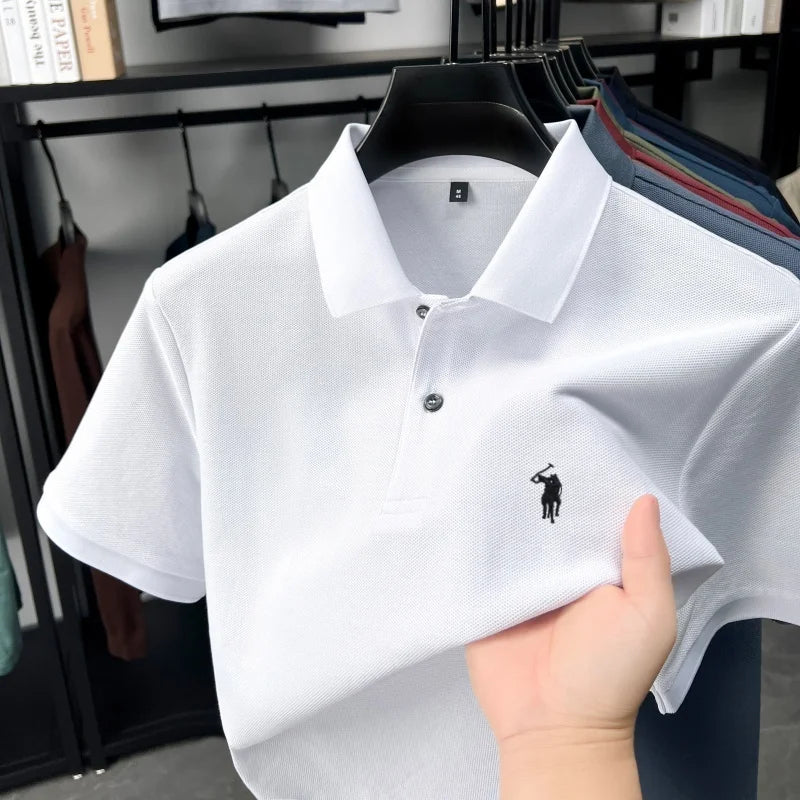 Designer brand 100% cotton short sleeve polo shirt fashion luxury pony embroidery men's summer casual high-quality Paul T-shirt