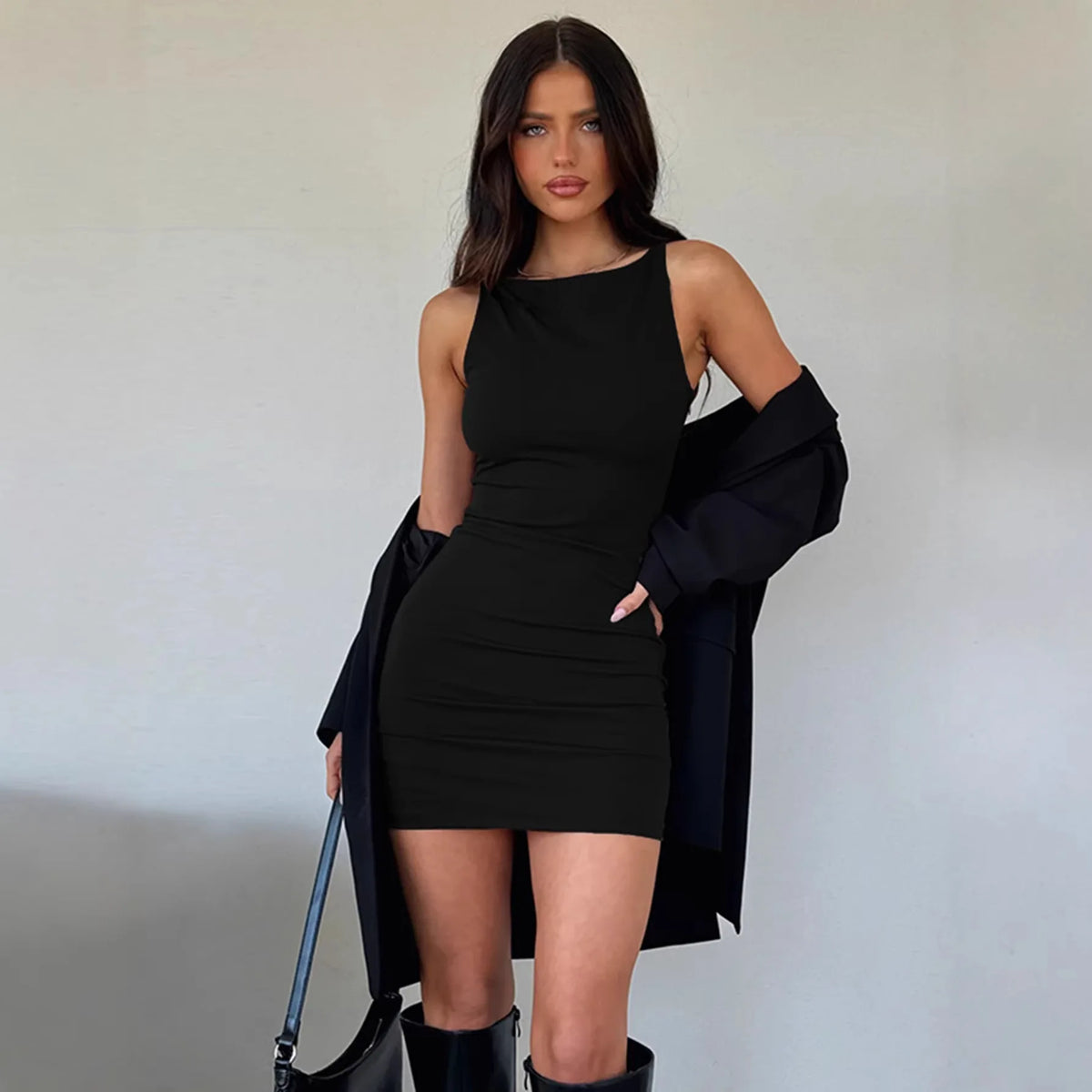 Women Sexy Slim Fit Bodycon Dress Summer New Solid Hot Girl Party Dress Custom