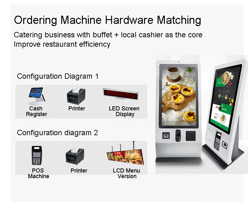 17 19 21.5inch LCD Screen Floor Standing Self Ordering Kiosk Thermal Printer Wall Mounted Bill Payment Kiosk