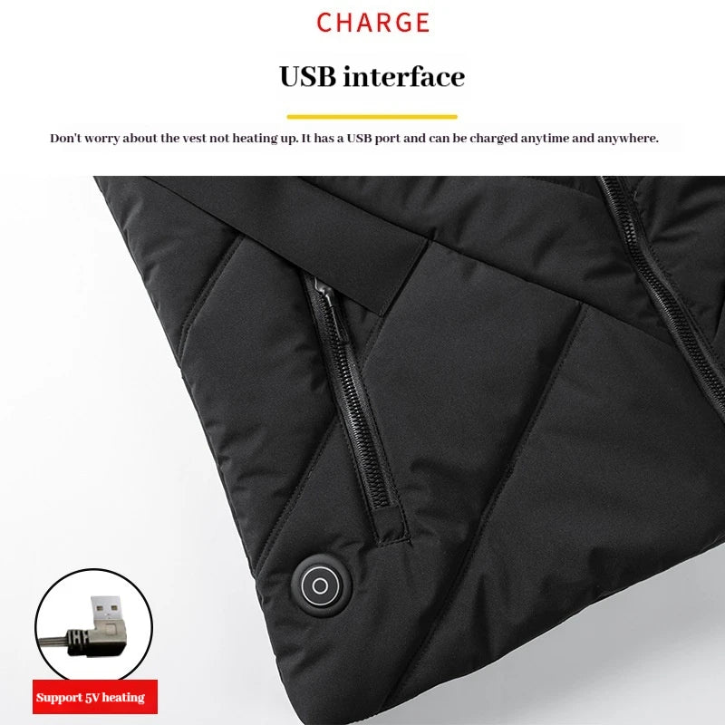 New 11 Wheel Drive Unisex Heating Suit for Men USB Smart Heating Vest for Men, Electric Heating Graphene Heating Suit
