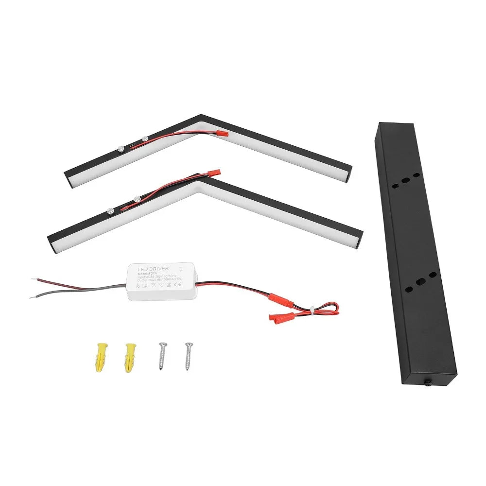 AC 85-265V LED Wall Lights 3 Color Temperature CRI 80 Wall Sconce Fixtures Black Line Design Metal Iron Art Wall Light Fixtures