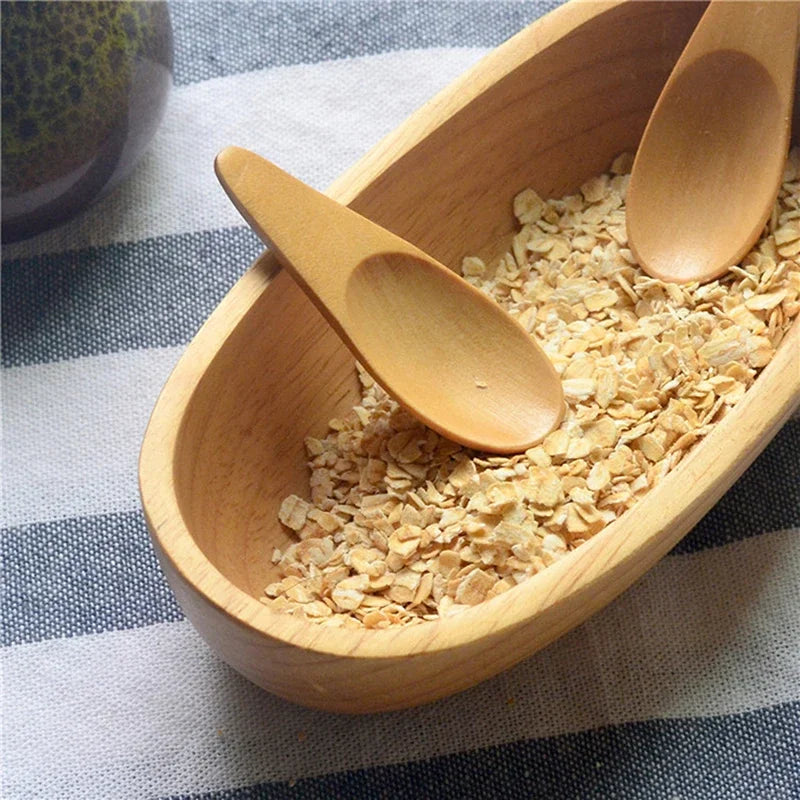 5pcs Wood Mini Tea Spoon Condiment Scoop Flatware Coffee Tea Small Mini Sugar Spoon Coffee Spoon Kitchen Gadgets 5Pcs 7X2.5Cm