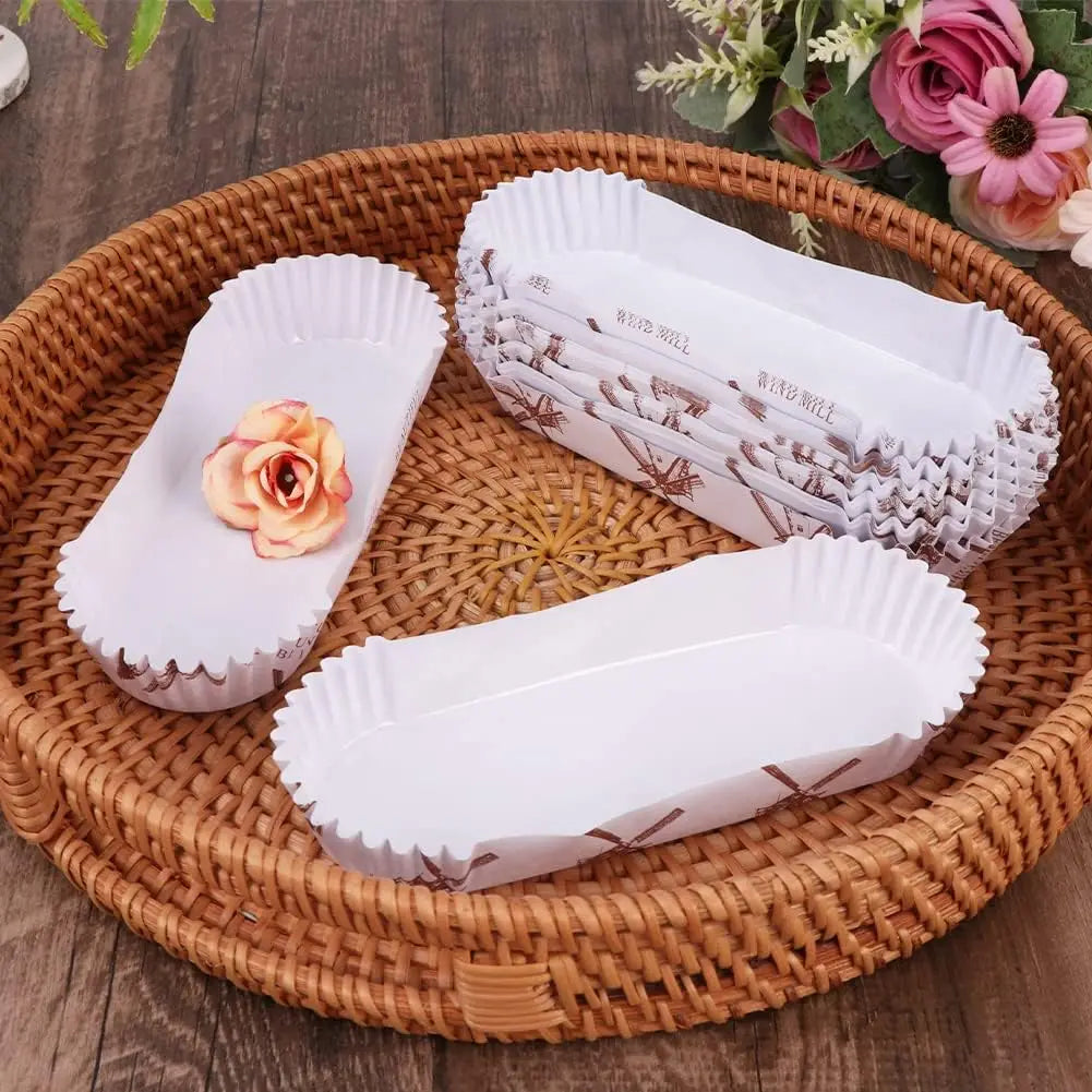 100Pcs Cupcake Liners Greaseproof Baking Cups, Non-Stick Paper Baking Cups, Oval Cake Paper Mufin Liners for Muffins, Cupcakes