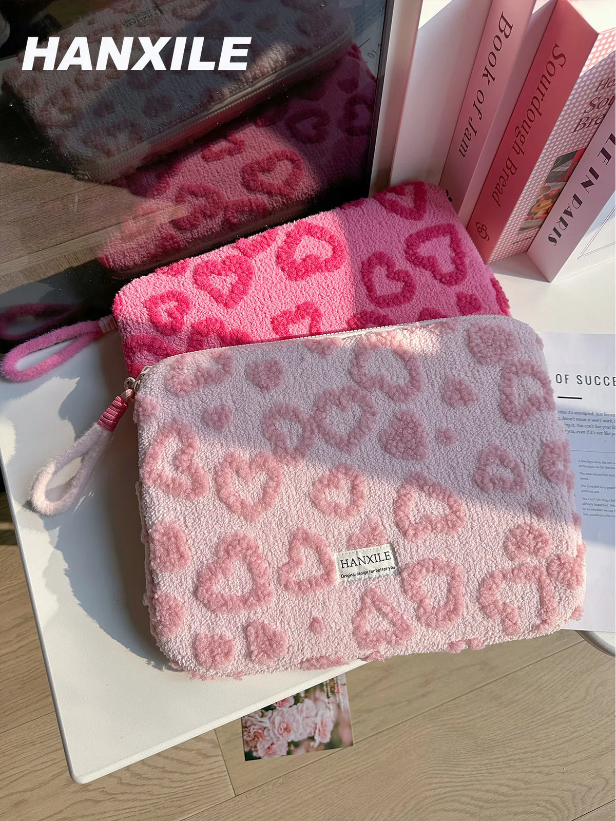 Plush Love Heart Laptop Bag iPad Tablet Bag 11/13/ 15inch Laptop Storage Bag