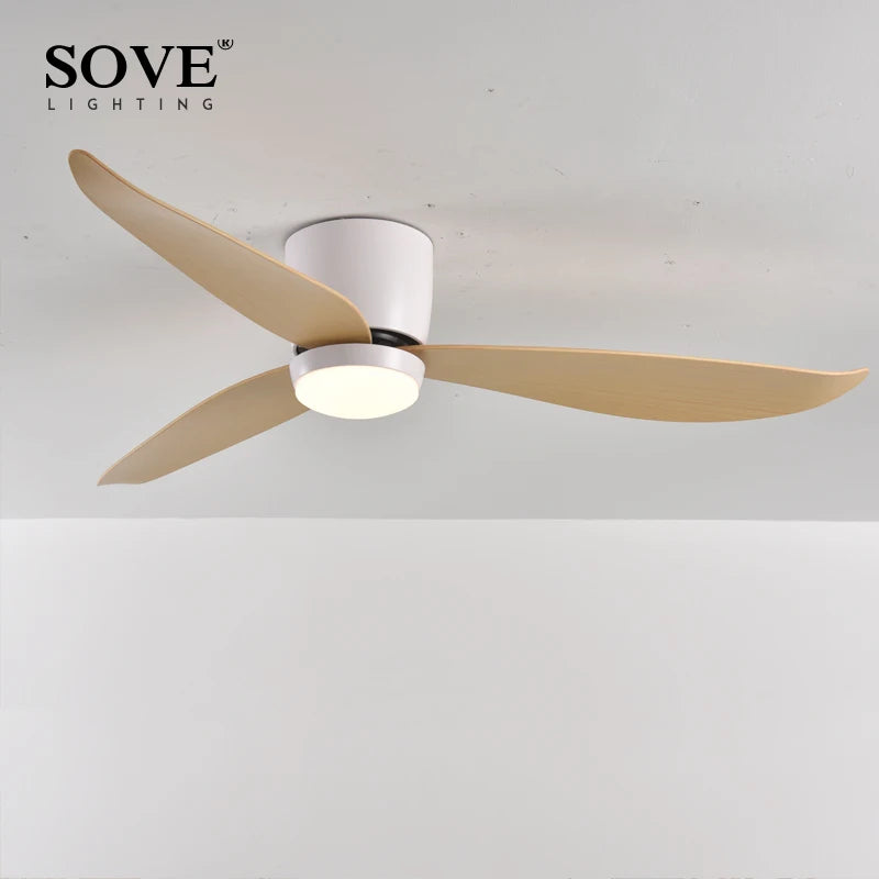 SOVE Modern Led Ceiling Fan Kitchen Living Room Dining Room Household High Air Volume Remote Control Pendant Light