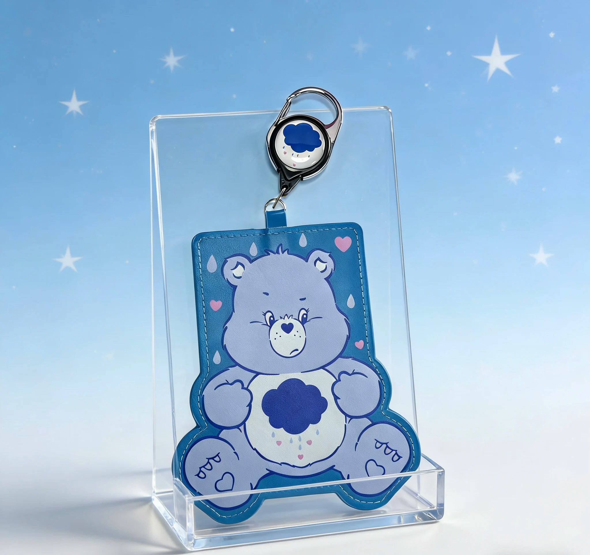 Care Bears Cute Bear Shaped Card Holder with Retractable Reel – Adorable Bag Charm for ID & Cards