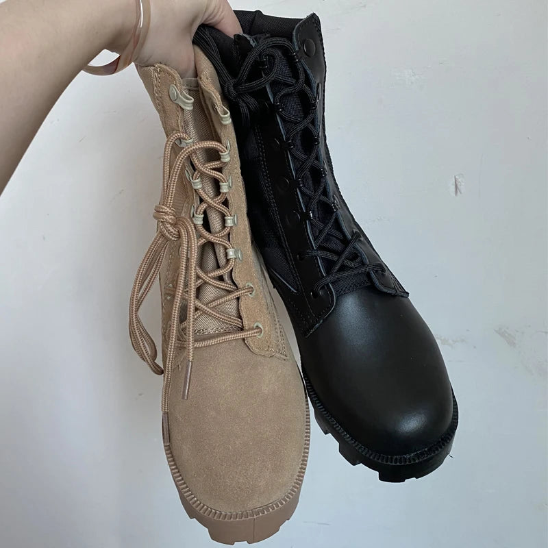 Men Combat Boots High Top Panama Desert Boot Outdoor Hiking Boots Man Anti Slip Tactical Boot Training Motorcycle Boot