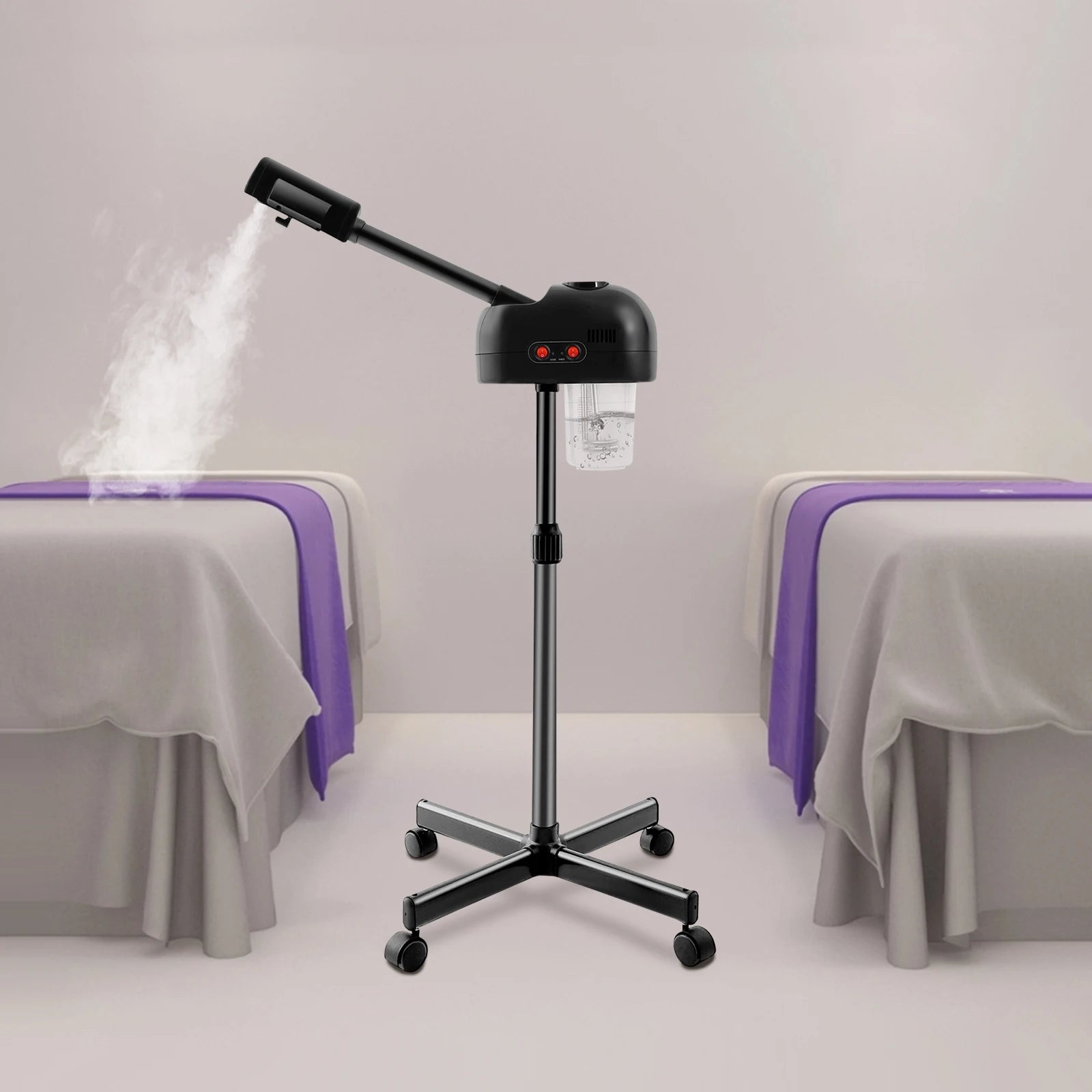 750ml Ozone Facial Steamer Height Adjustable Sprayer 360° Rotatable Movable Skin Care Equipment for Salon Beauty Spa White/Black