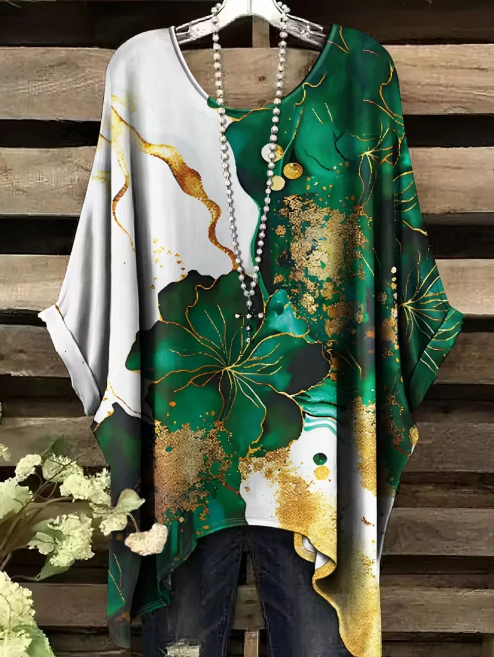 Bohemian Chic Women's T-Shirt Vintage Floral Graphic O-Neck Pullover Short Sleeve Tees Oversized Irregular Hemline Y2k Clothes