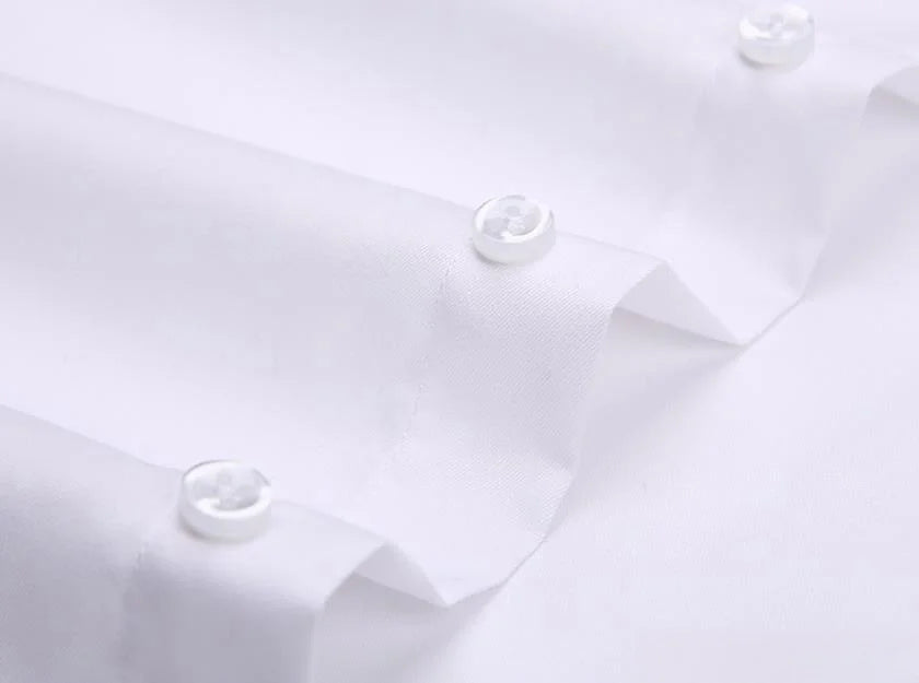 Men Formal Shirt Long Sleeve Autumn Office Solid Color Fashion Business Pocket White Social Pocket Office White Shirt S-7XL 6XL
