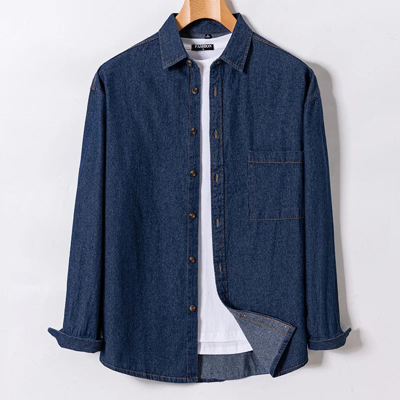 2025 Denim Pure Cotton  Long-Sleeve With Pocket Design Shirt Classic  Fashion Embroider Comfortable Clothes