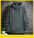 Men's Polar Fleece Sweatshirt Solid Color Street Style Autumn Winter Men Hood Sports Windproof Oversized High Collar Hoodie 5XL