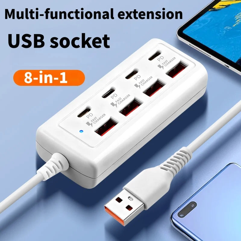 KUBIE USB Hub 8 Port Multi USB Splitter Power Adapter Multiple Expander With On Off Switch For PC Laptop MacBook Accessories