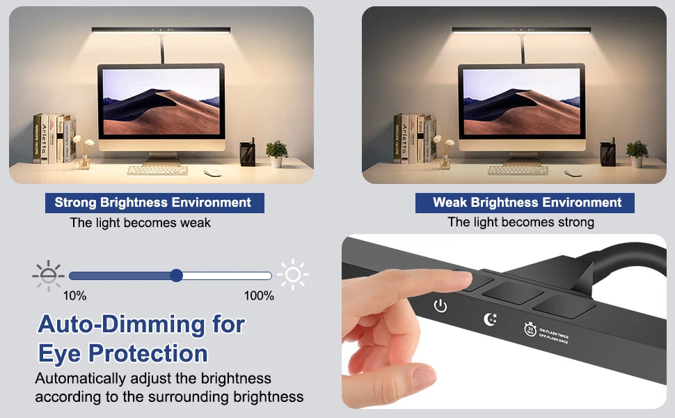 NEWACALOX EU/US 12V 24W Touch Control Desk Lamp with Clamp 360° Adjustable Gooseneck 3 Colors Table Light for Home Office Study